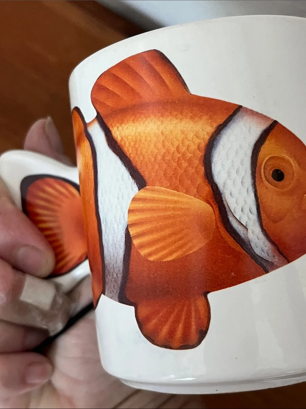 Clownfish Ceramic Mug with Fish Tail Handle - VTG 1992 Orange & White